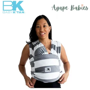 (1 Year Warranty) Baby K'tan Print Baby Carrier Grey Stripes - 3 Sizes!