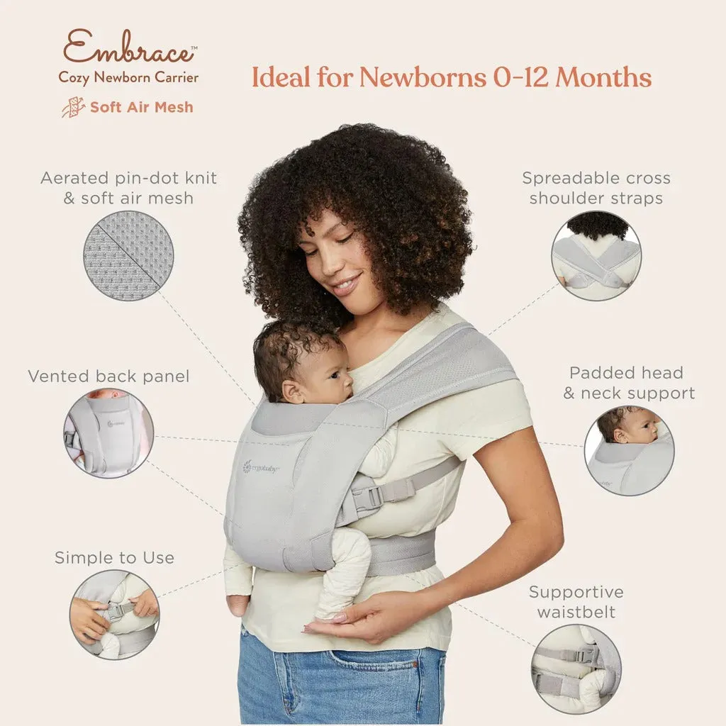 [10 year local warranty] Ergobaby Embrace Soft Air Mesh Newborn Baby Carrier - Sage