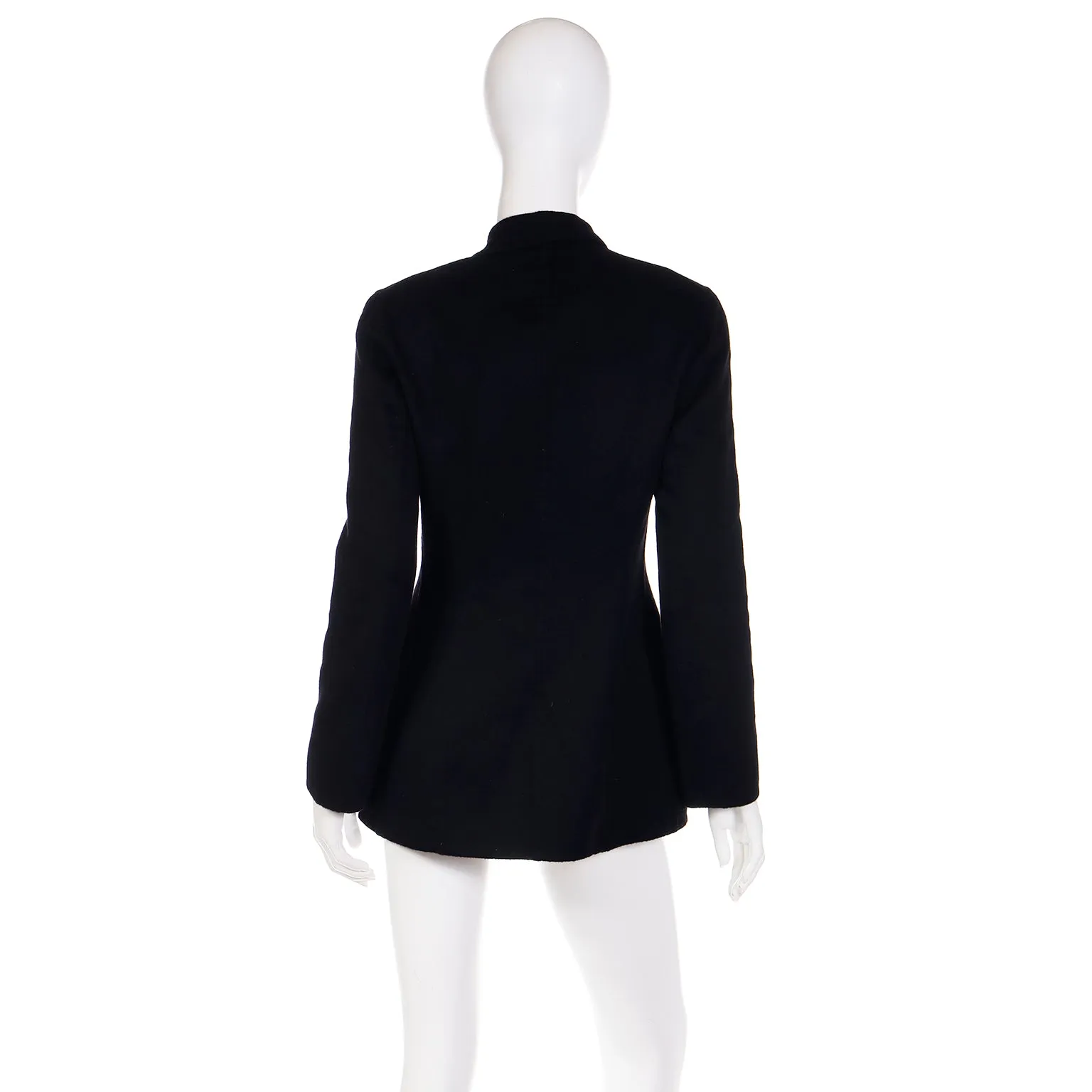 2000s Donna Karan Black Cashmere Open Front Blazer Jacket