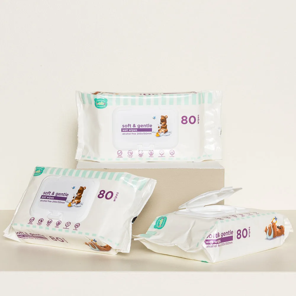 3 Pack Abc Wet Wipes 80