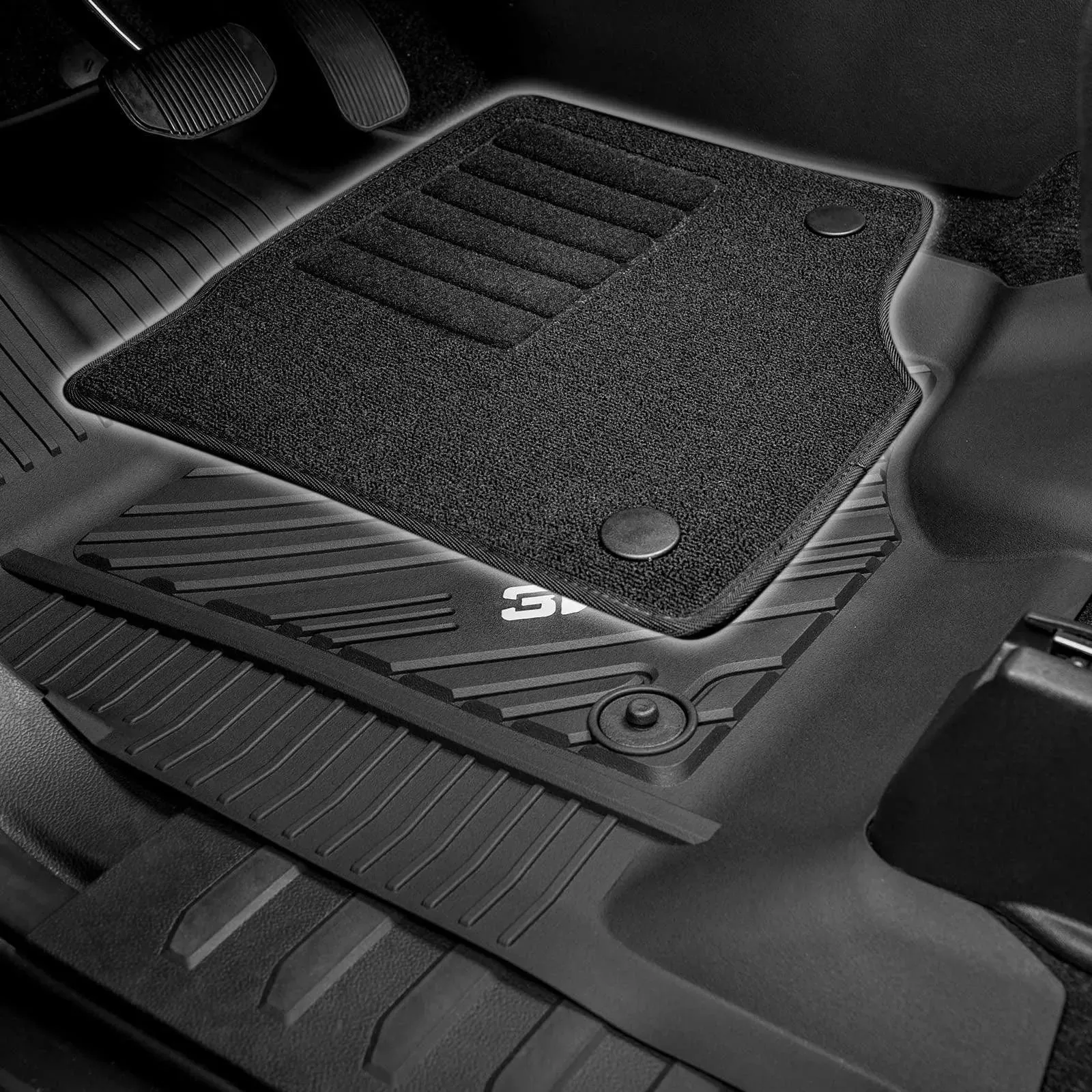 3W Ford F150 Custom Floor Mats F-150 Lightning SuperCrew Cab 2015-2025 TPE Material & All-Weather Protection