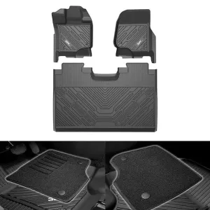 3W Ford F150 Custom Floor Mats F-150 Lightning SuperCrew Cab 2015-2025 TPE Material & All-Weather Protection