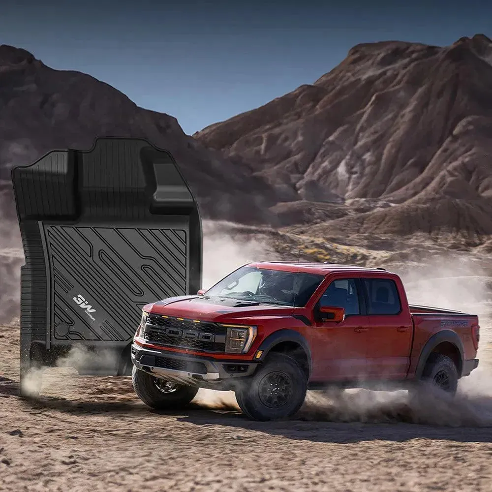 3W Ford F150 Custom Floor Mats F-150 Lightning SuperCrew Cab 2015-2025 TPE Material & All-Weather Protection