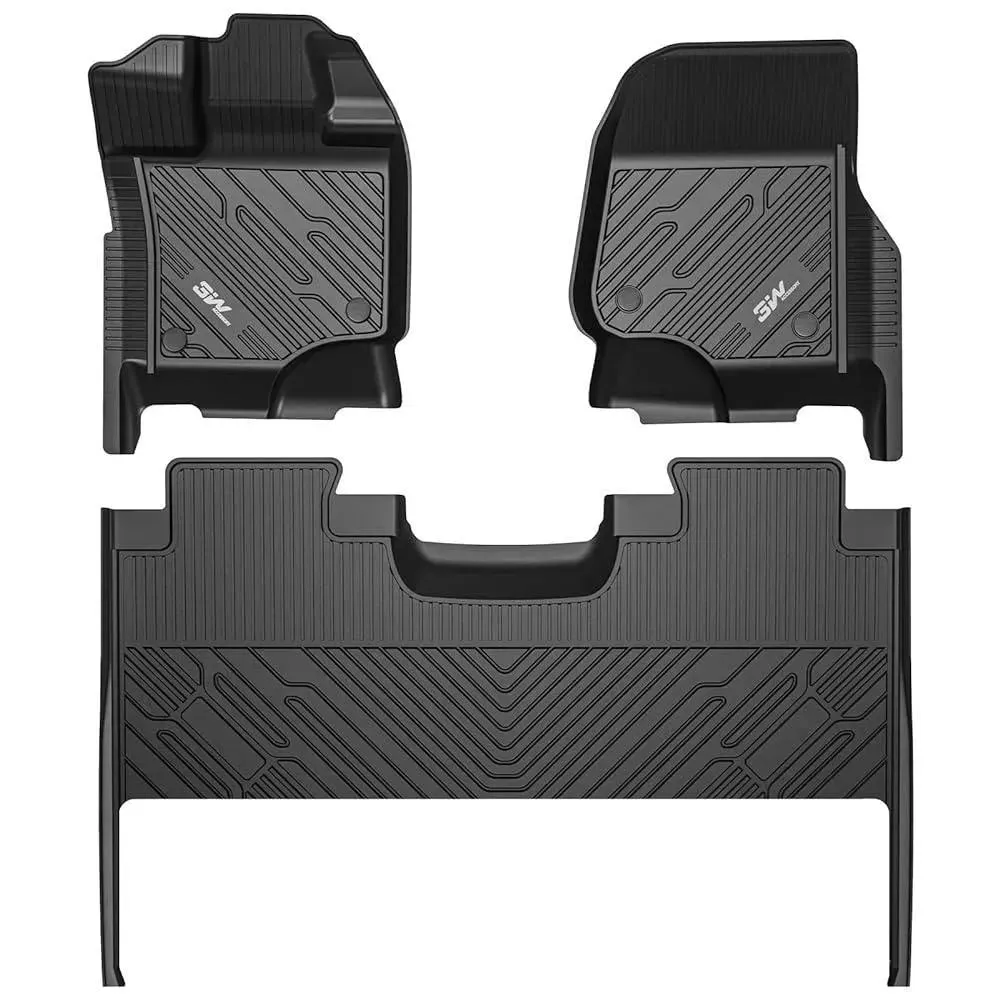 3W Ford F150 Custom Floor Mats F-150 Lightning SuperCrew Cab 2015-2025 TPE Material & All-Weather Protection