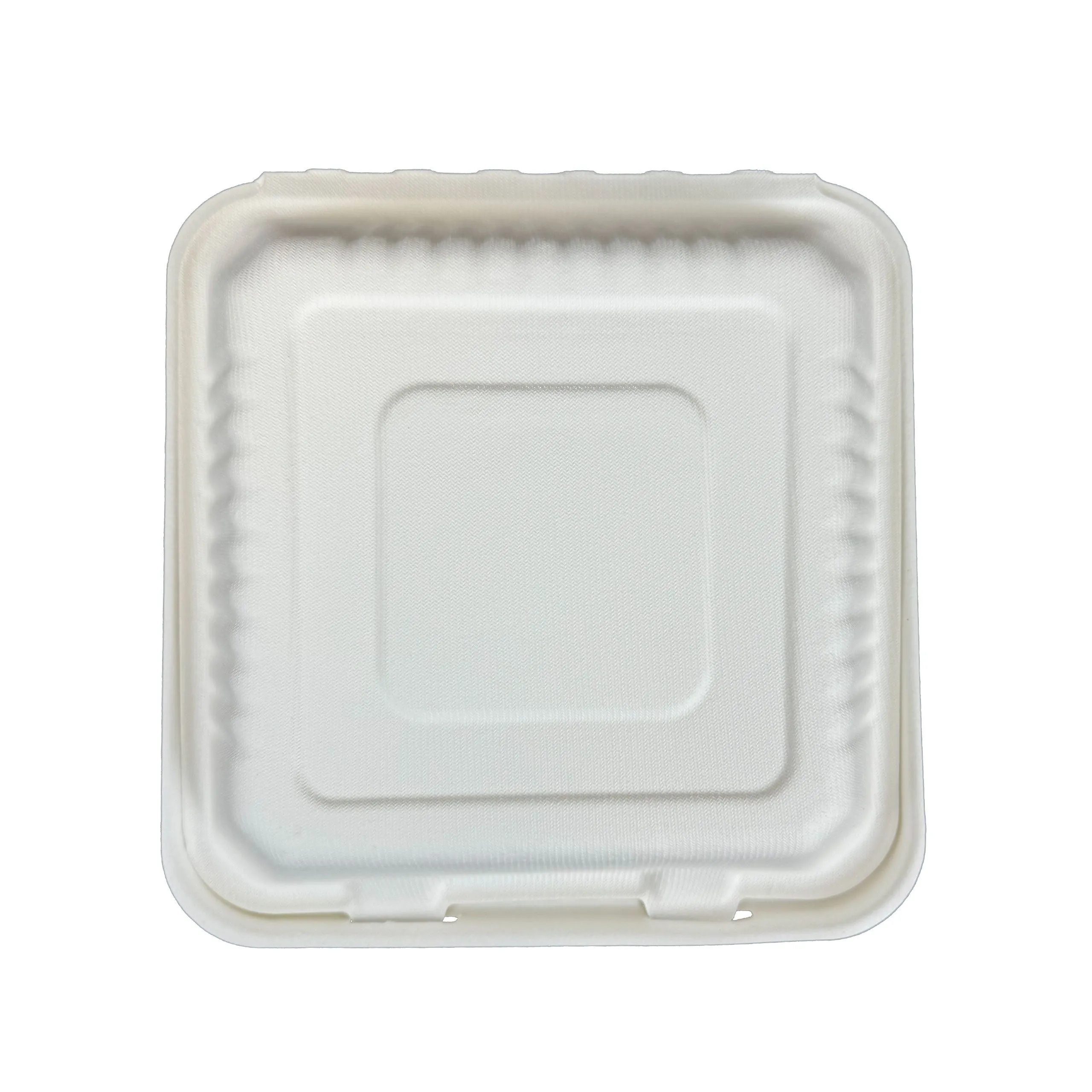 8 x 8 x 3 inches Bagasse 1-Compartment Disposable Hinged Containers 200 Pack Sugarcane Biodegradable Take out Bento Box