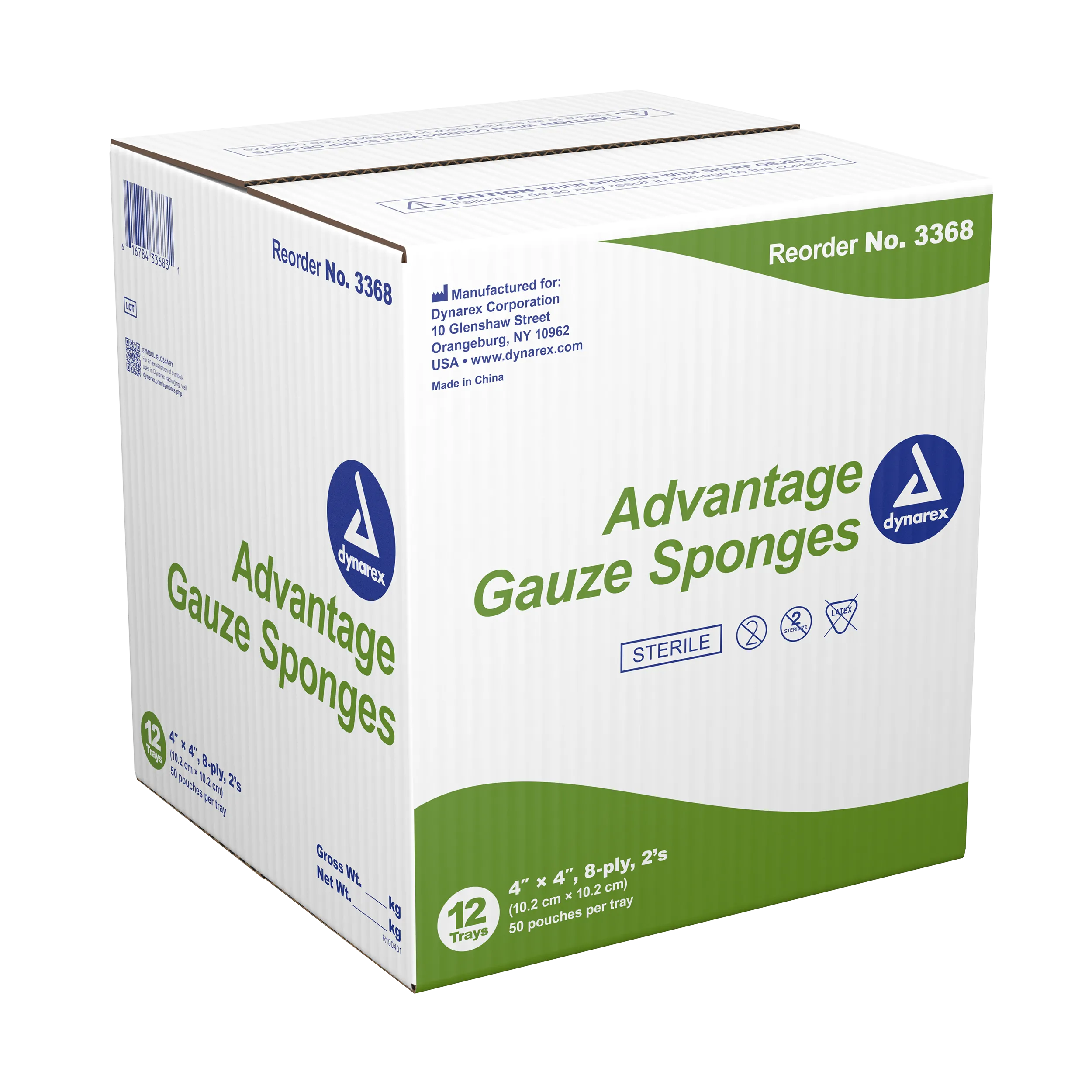 Advantage Sterile Gauze Sponge -  4"x 4", 8 Ply, 2 Pack