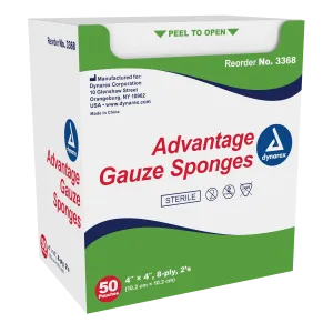 Advantage Sterile Gauze Sponge -  4"x 4", 8 Ply, 2 Pack