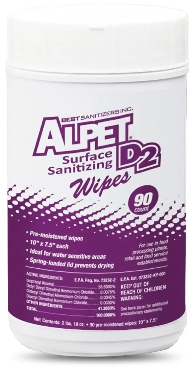 Alpet D2 Surface Sanitizing Wipes, 90 ct