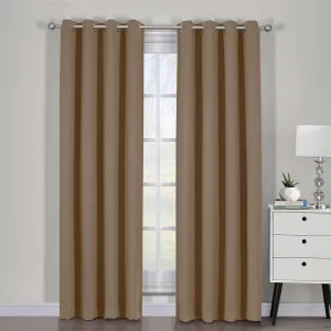 Cappuccino Ava Blackout Weave Curtain Panels With Tie Backs Pair (Set Of 2)