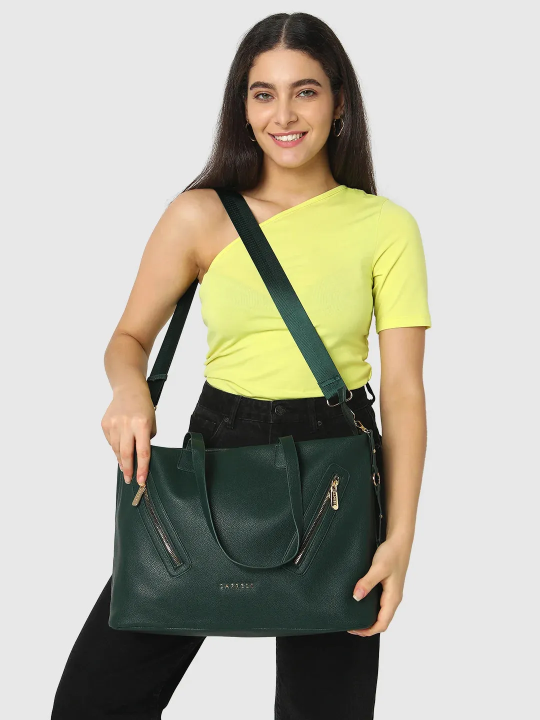 Caprese Lilith Laptop Tote Large Green