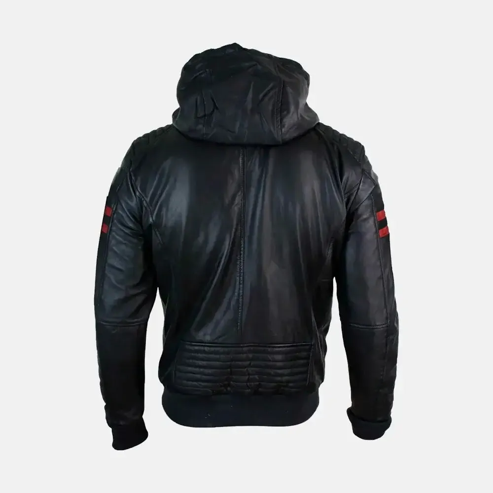 Caspian Men's Real Leather Jacket With Hood