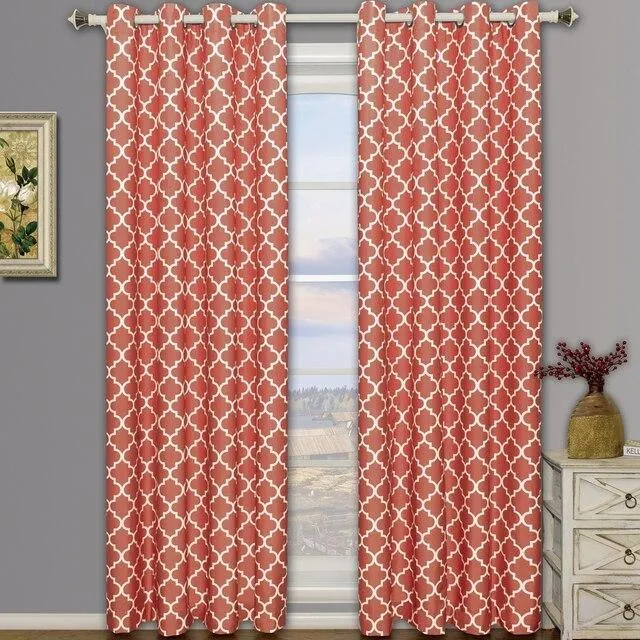 Coral Meridian Room-Darkening Thermal Insulated Curtain Pair (Set of 2 Panels)