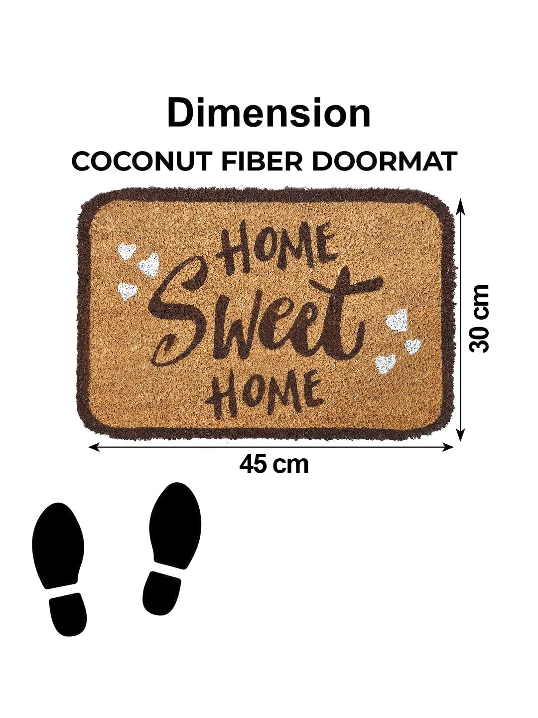 Cortina Coir Anti-Slip with PVC Back Doormat for Indoor, Outdoor, Patio, Home and Office, Weatherproof 5700 GSM, Large and Thick (30cm x 45cm, Home Sweet Home)