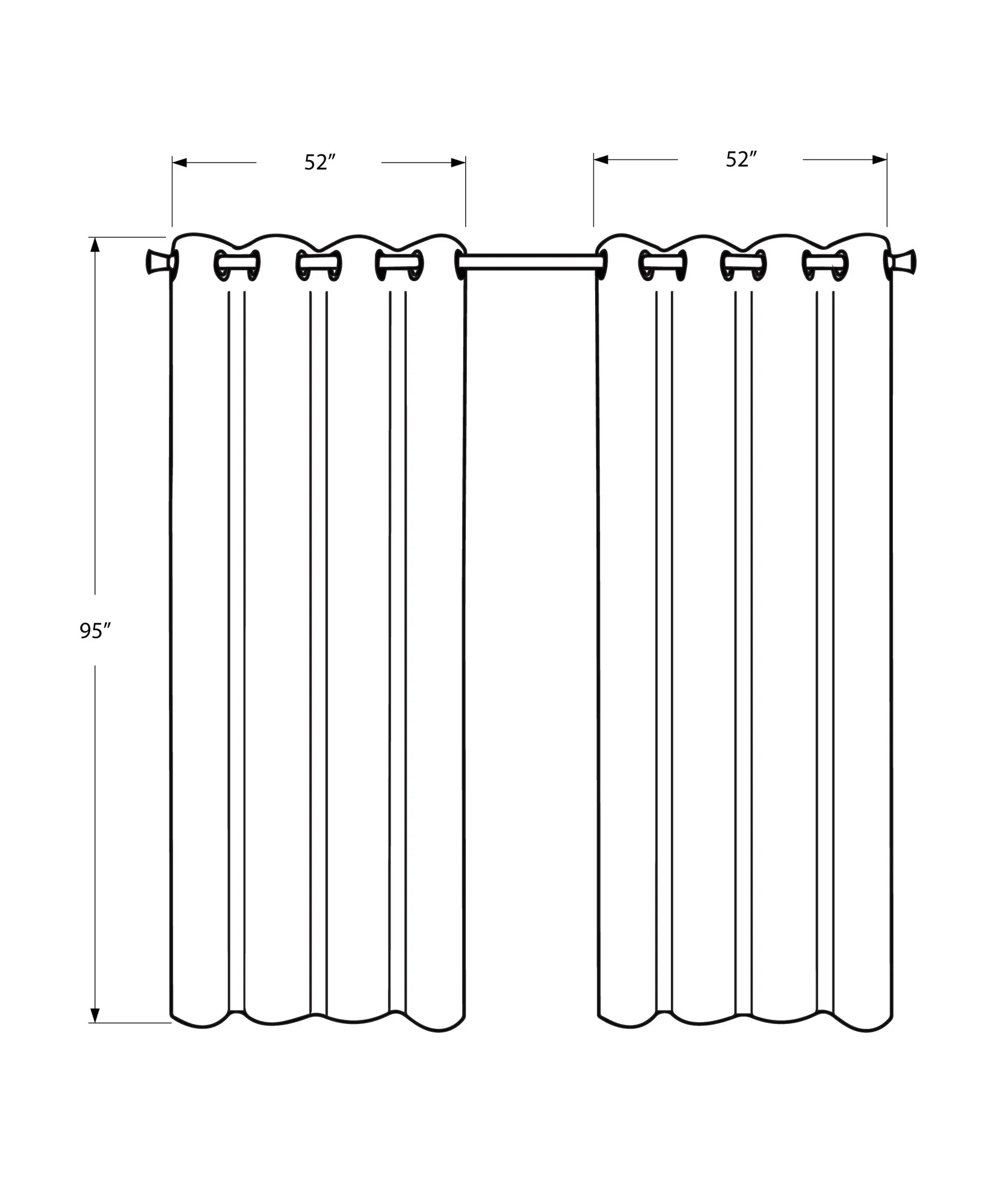 Curtain Panel - 2Pcs / 52"W X 95"H Silver Room Darkening