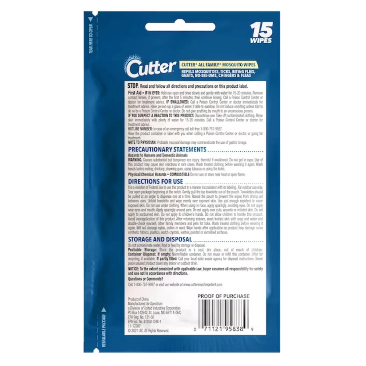 Cutter® All Family Mosquito Wipes