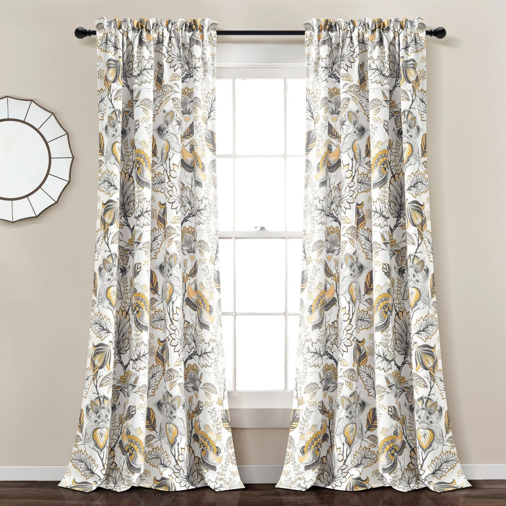 Cynthia Jacobean Light Filtering Window Curtain Set