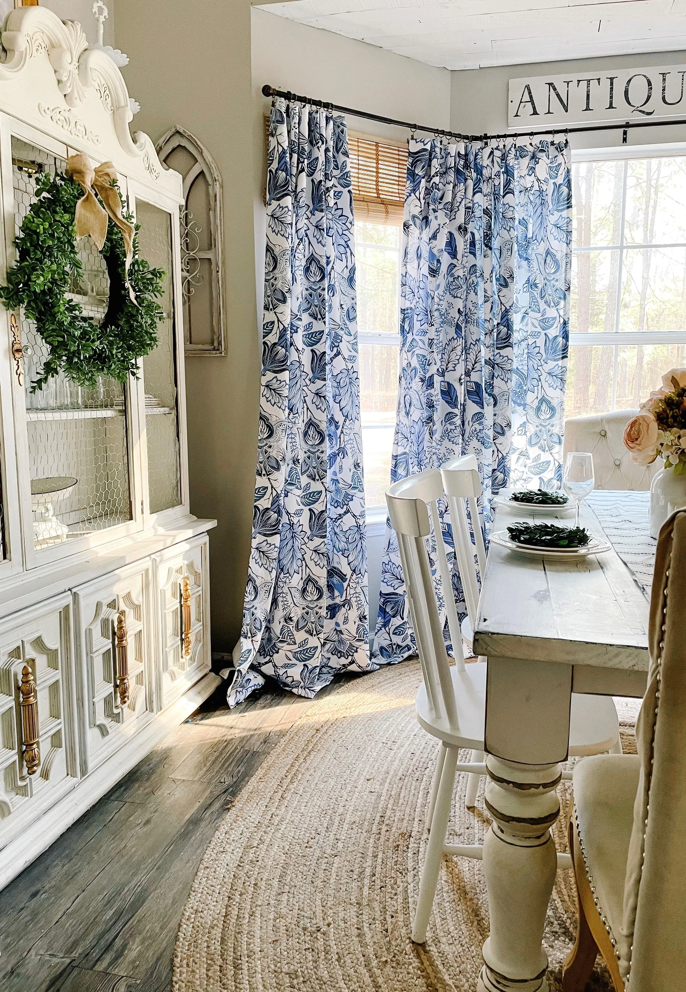 Cynthia Jacobean Light Filtering Window Curtain Set