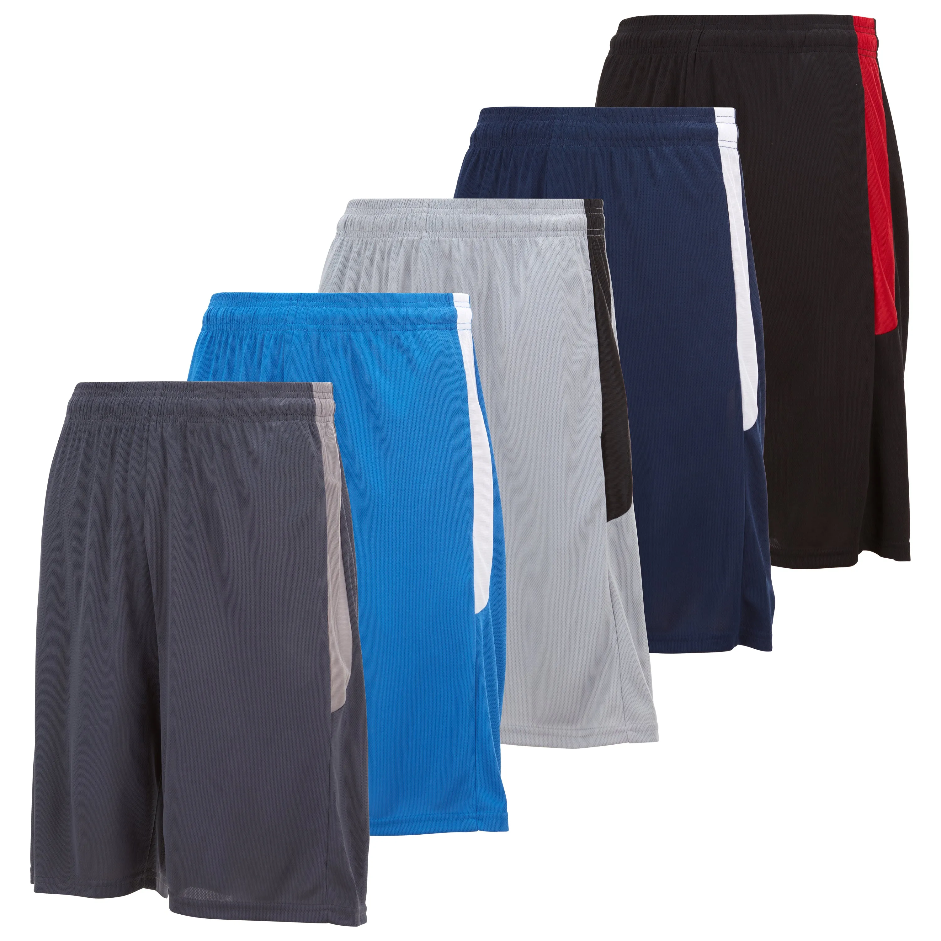 DARESAY Mens Athletic Shorts with Pockets - Dry Fit Mens Shorts - Active Workout & Sports Shorts for Men (5 Pack)