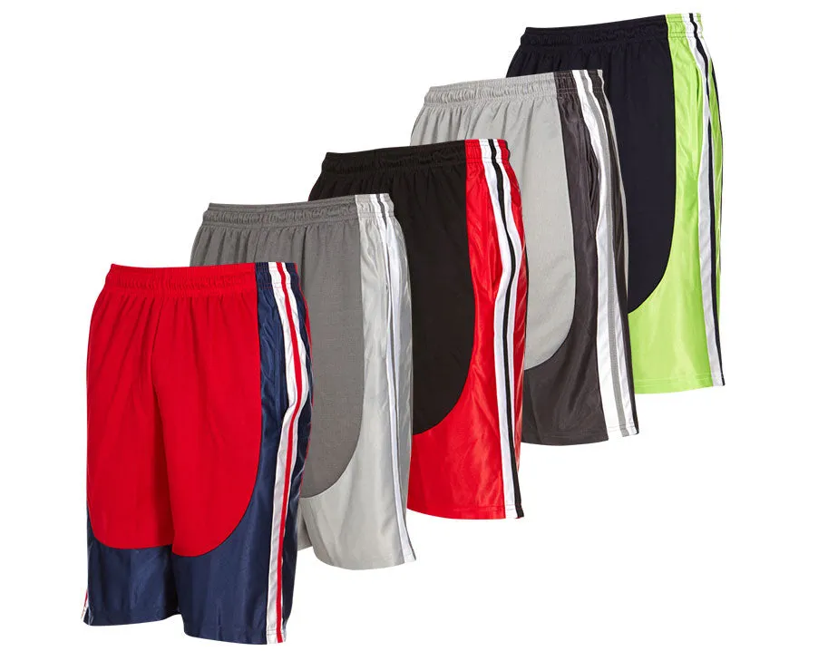 DARESAY Mens Athletic Shorts with Pockets - Dry Fit Mens Shorts - Active Workout & Sports Shorts for Men (5 Pack)