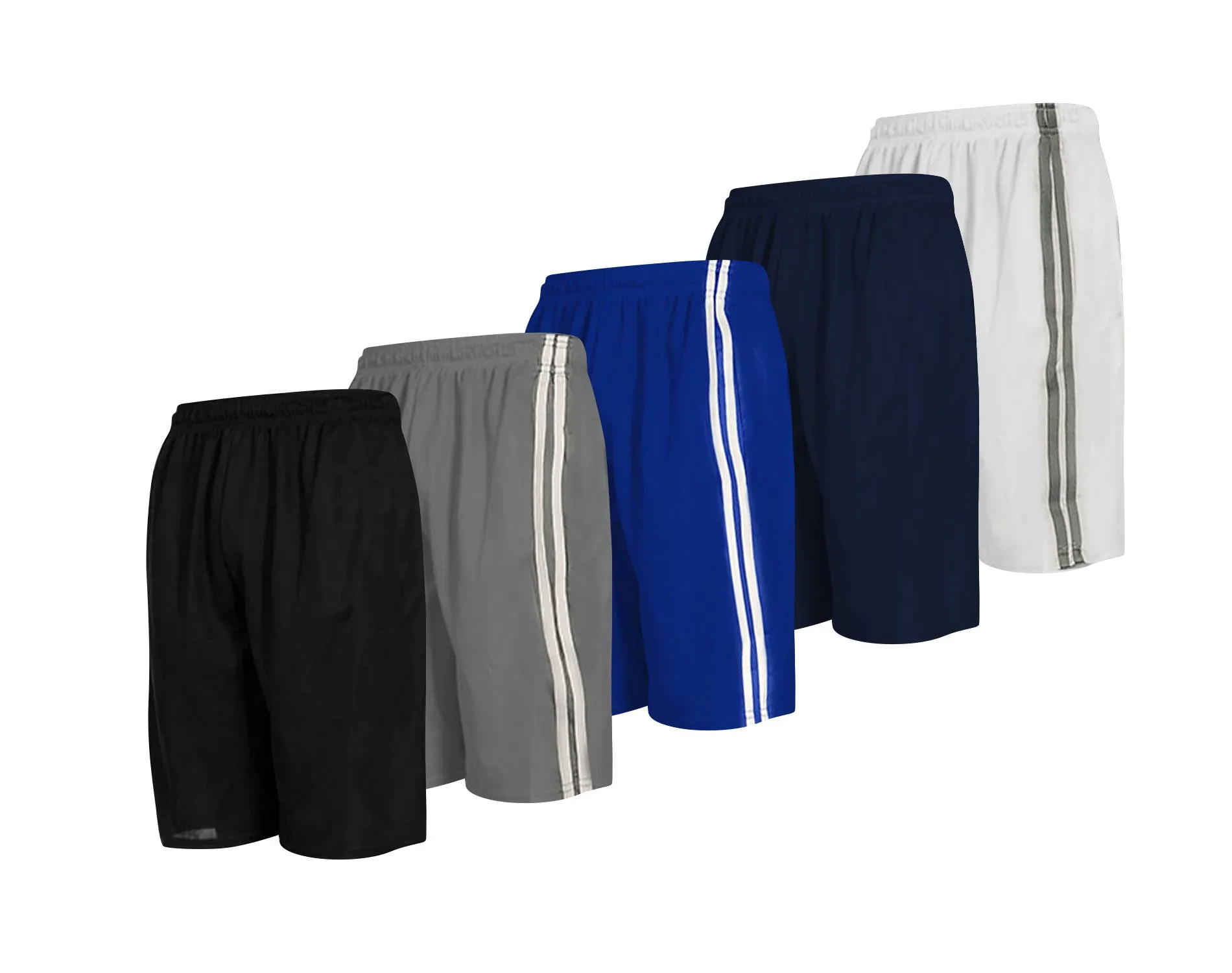 DARESAY Mens Athletic Shorts with Pockets - Dry Fit Mens Shorts - Active Workout & Sports Shorts for Men (5 Pack)