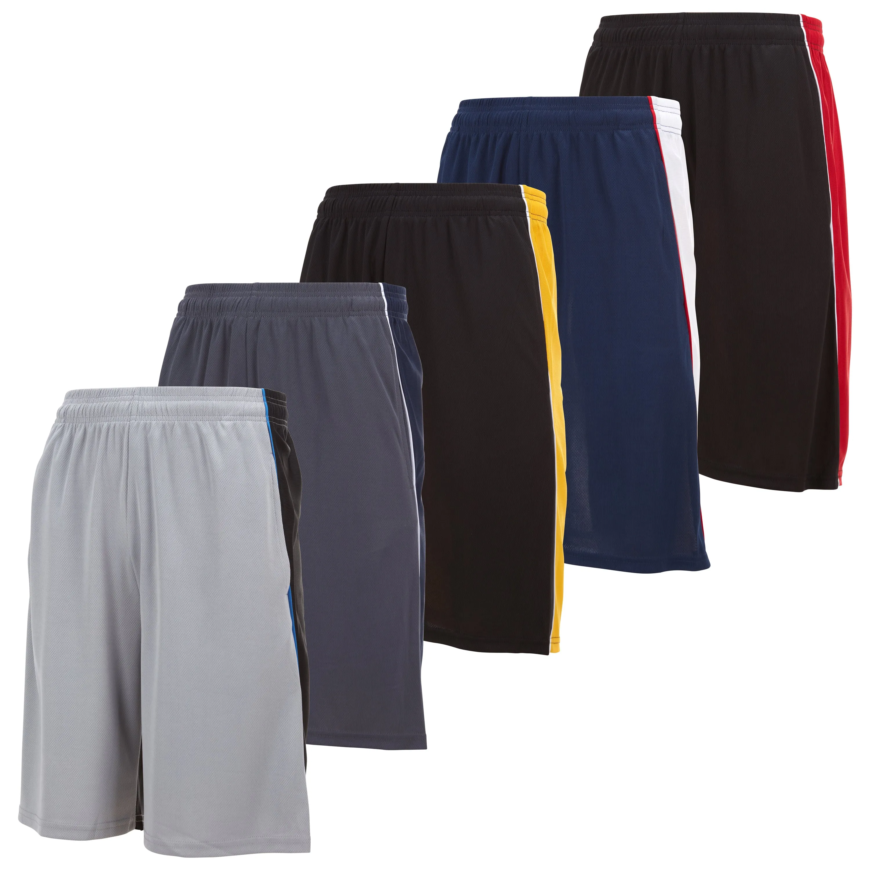 DARESAY Mens Athletic Shorts with Pockets - Dry Fit Mens Shorts - Active Workout & Sports Shorts for Men (5 Pack)