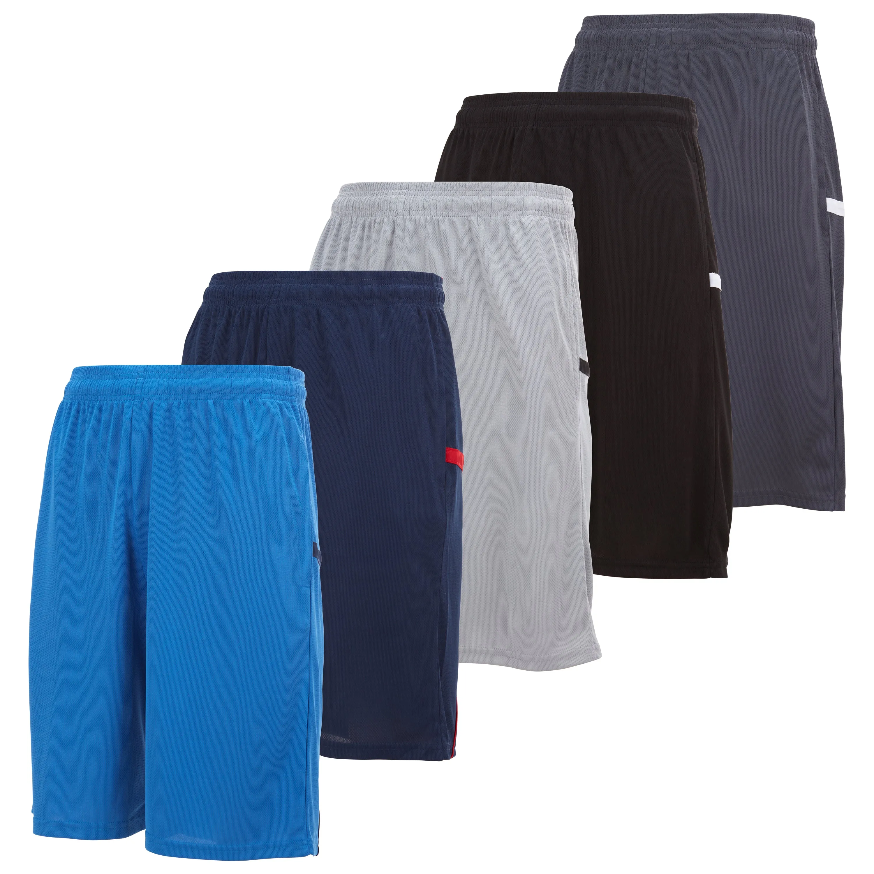 DARESAY Mens Athletic Shorts with Pockets - Dry Fit Mens Shorts - Active Workout & Sports Shorts for Men (5 Pack)