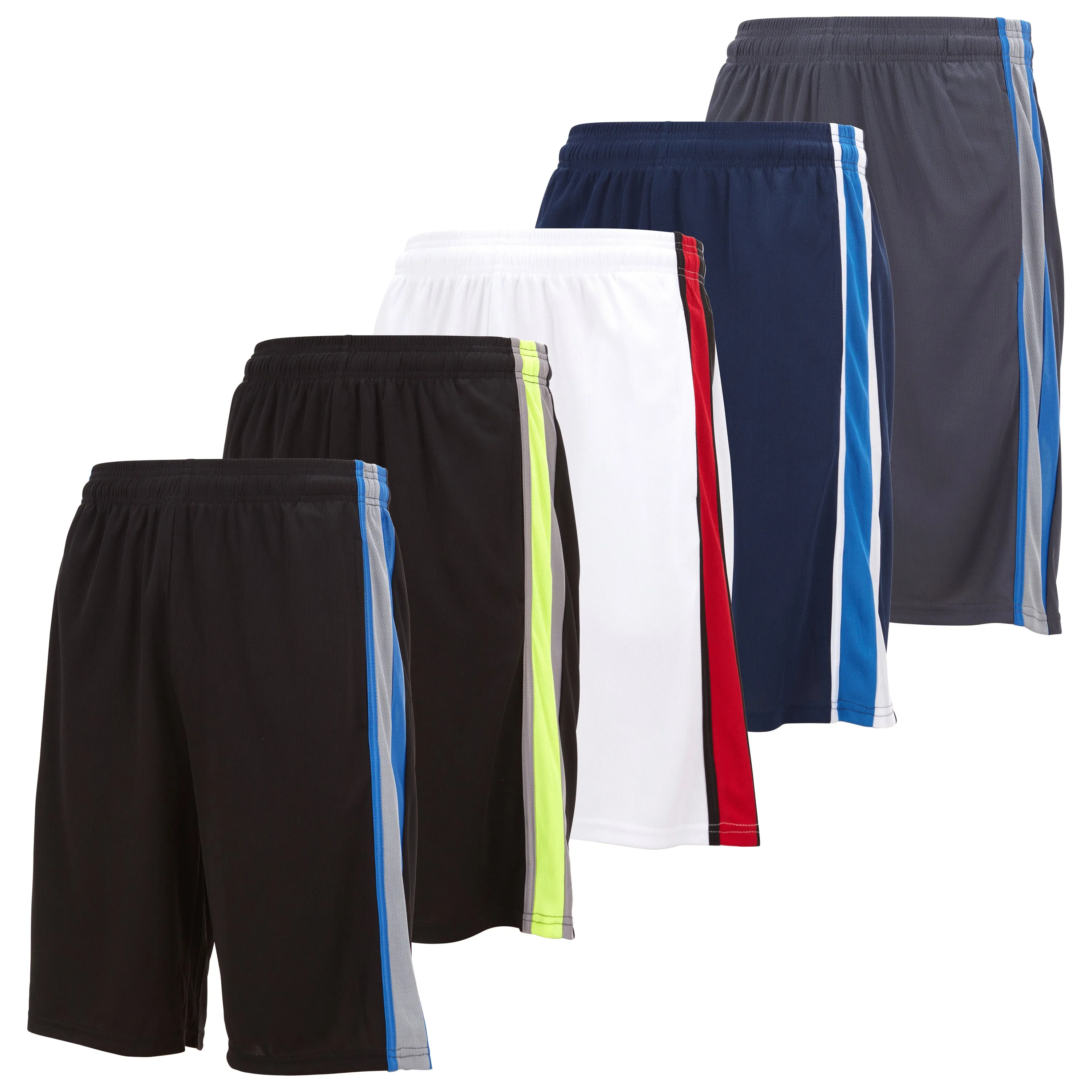 DARESAY Mens Athletic Shorts with Pockets - Dry Fit Mens Shorts - Active Workout & Sports Shorts for Men (5 Pack)