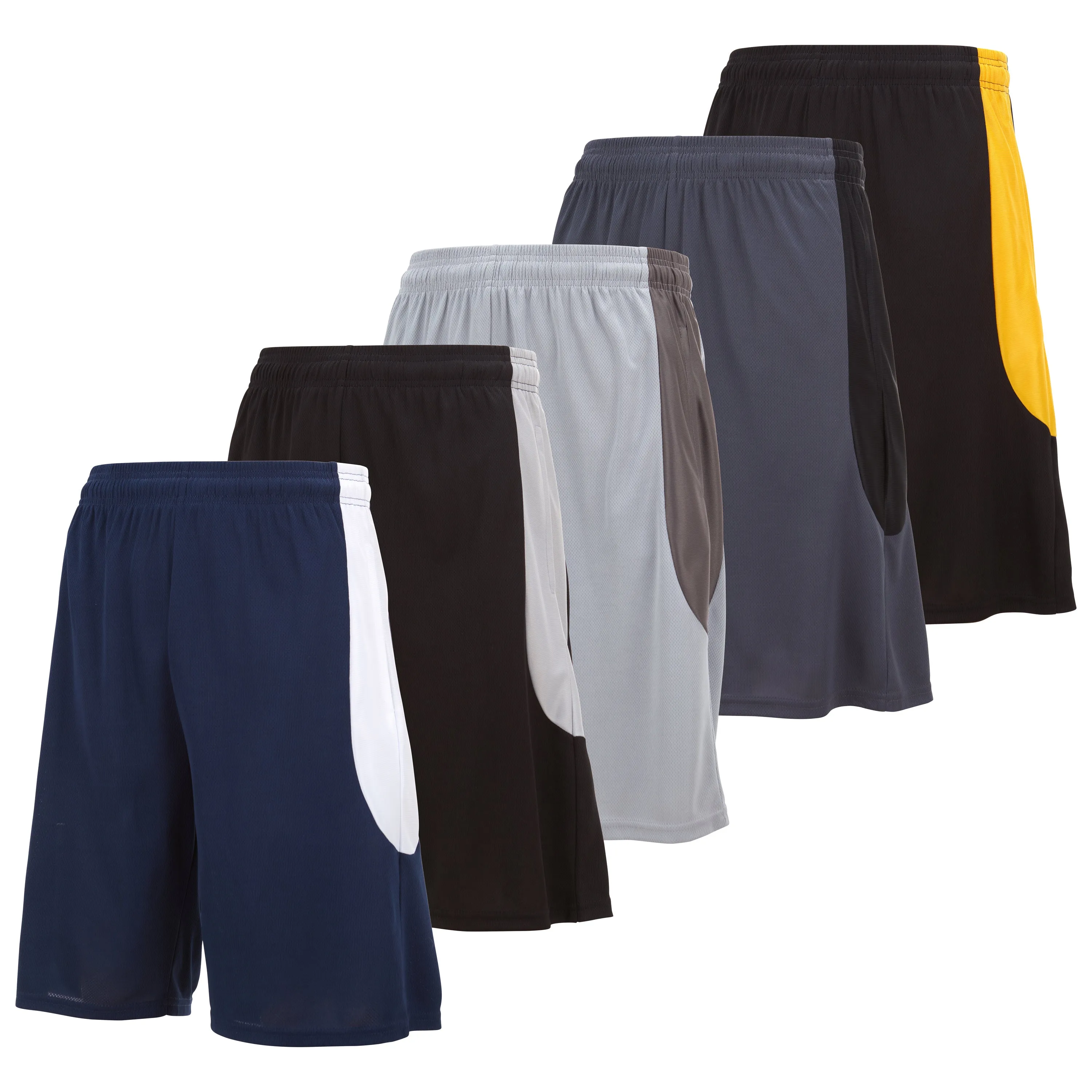 DARESAY Mens Athletic Shorts with Pockets - Dry Fit Mens Shorts - Active Workout & Sports Shorts for Men (5 Pack)