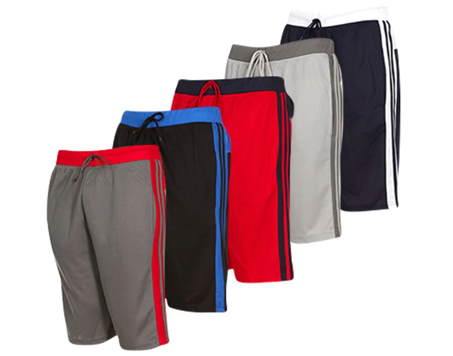 DARESAY Mens Athletic Shorts with Pockets - Dry Fit Mens Shorts - Active Workout & Sports Shorts for Men (5 Pack)