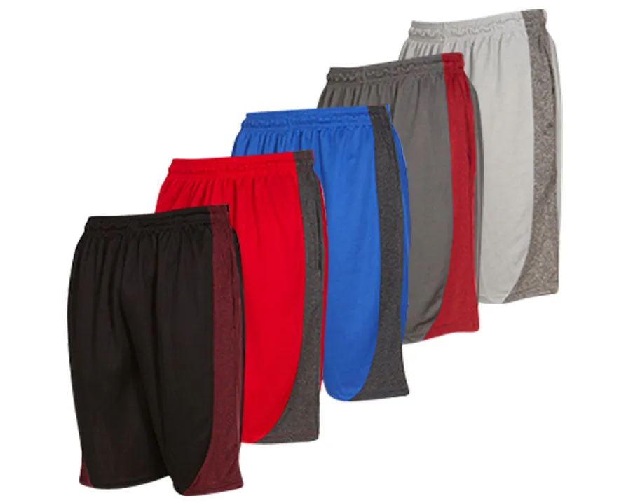 DARESAY Mens Athletic Shorts with Pockets - Dry Fit Mens Shorts - Active Workout & Sports Shorts for Men (5 Pack)