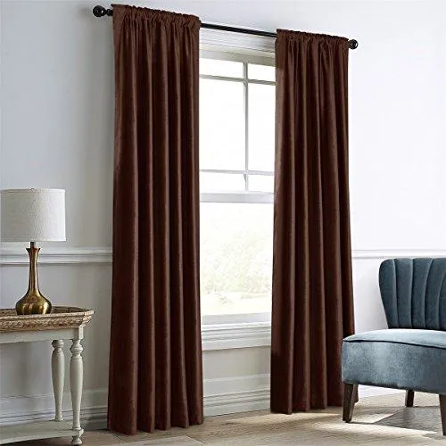 Darkening Velvet Thermal Insulated Rod Pocket Back Tab Window Curtains 2 Panels 52" W x 96" L