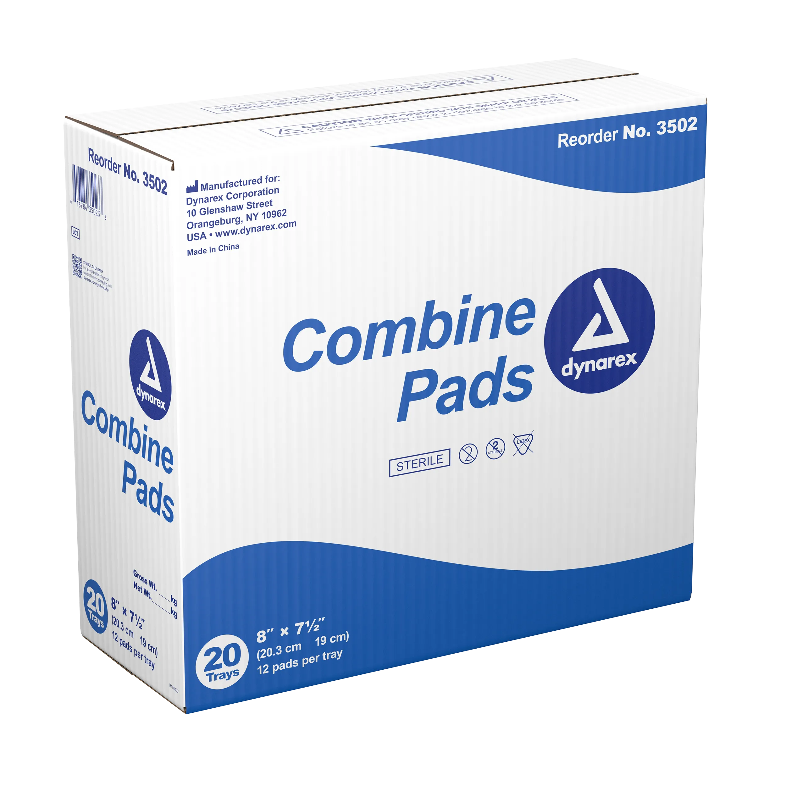 Dynarex - Combine Pads 1/pouch - Sterile, 8" x 7 1/2"