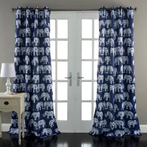 Elephant Parade Light Filtering Window Curtains Set