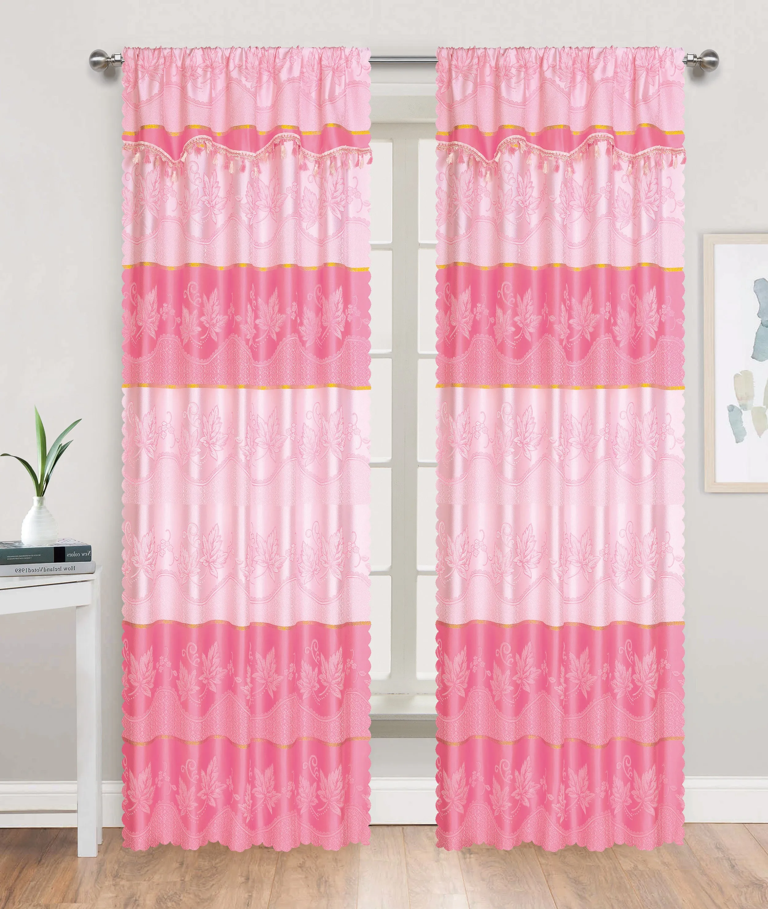 Embossed Maple Rod Pocket Window Curtain Panel, 81030