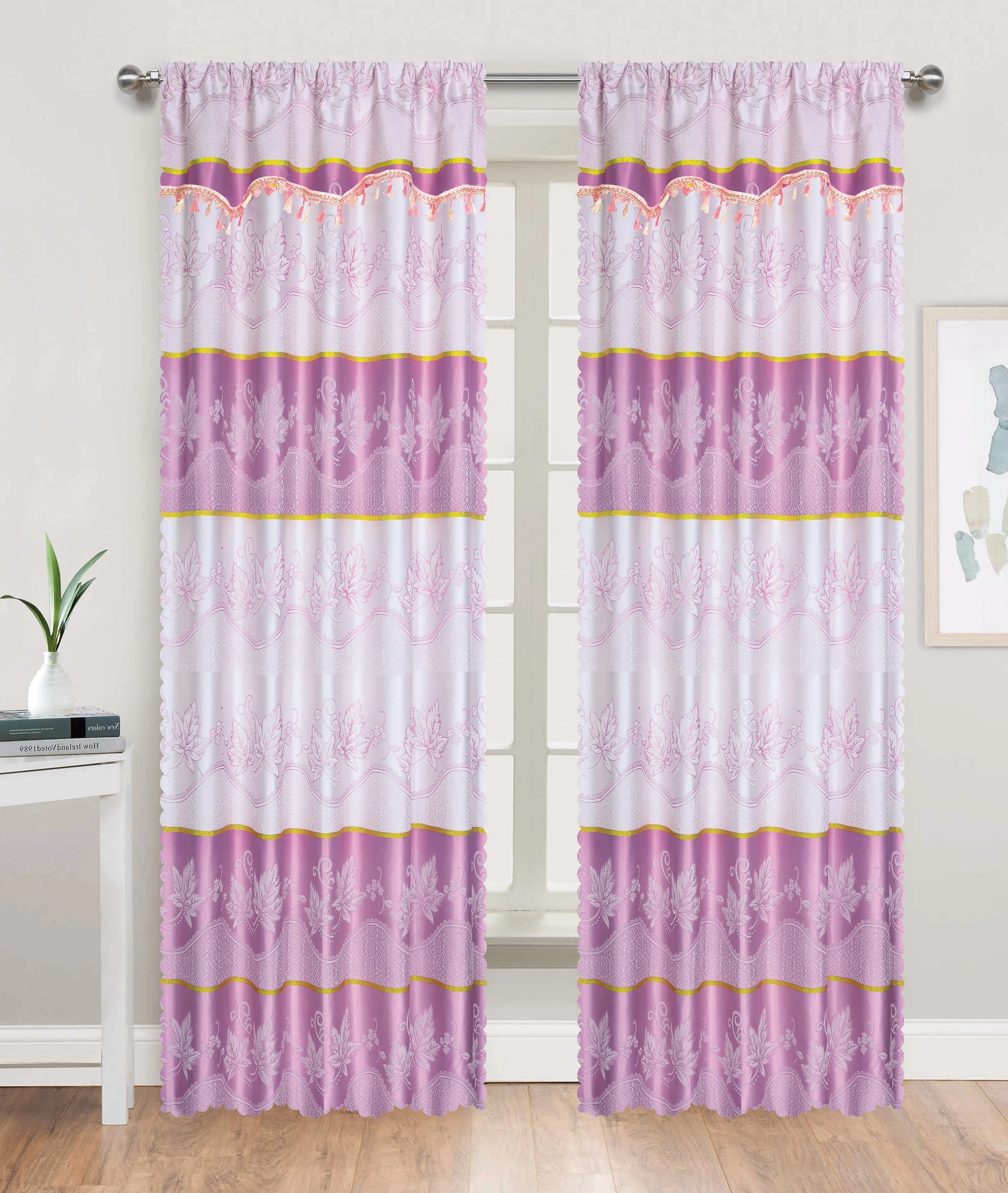 Embossed Maple Rod Pocket Window Curtain Panel, 81030