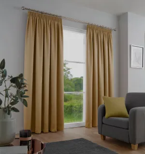 Galaxy Pair of Pencil Pleat Curtains by Fusion in Ochre