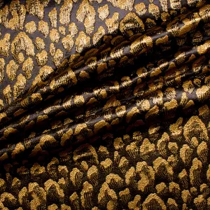 Gold on Grey Petal Metallic Brocade