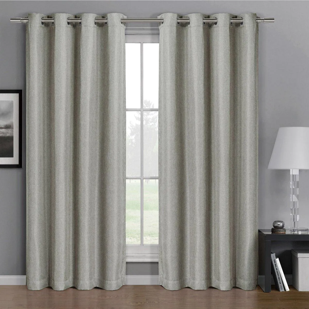 Gulfport Faux Linen Blackout Weave Curtains With Grommets Single Panel