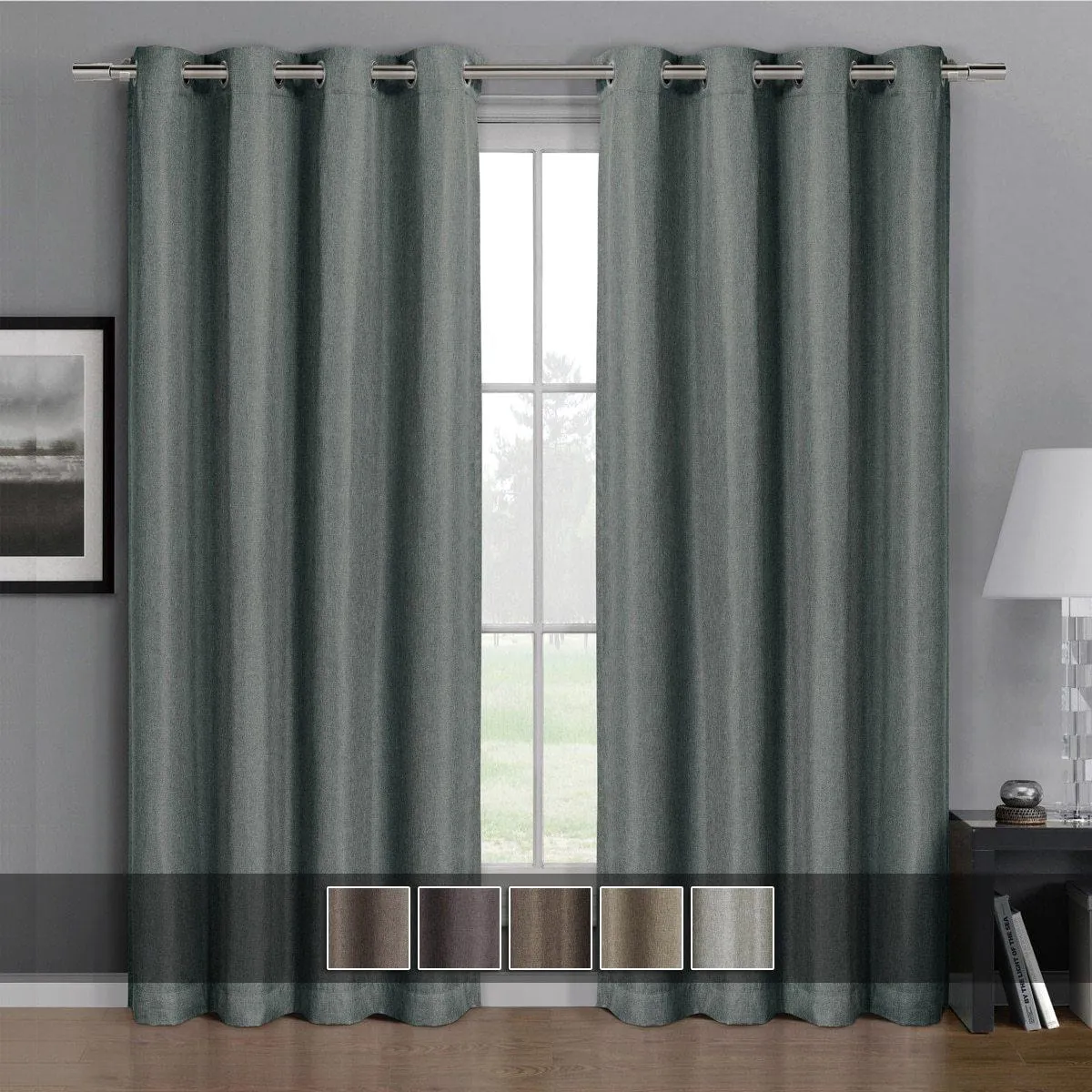 Gulfport Faux Linen Blackout Weave Curtains With Grommets Single Panel