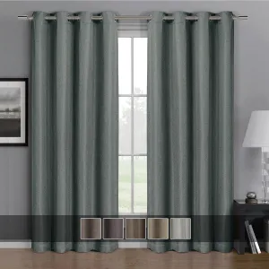 Gulfport Faux Linen Blackout Weave Curtains With Grommets Single Panel