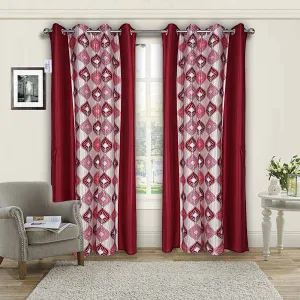 Heart Home 7 Feet Door Curtain|Curtains with Eyelet for living room Bedroom|Retro Pattern Faux Silk Room Darkening Door Curtains 4x7 feet|Set of 2 (Pink)