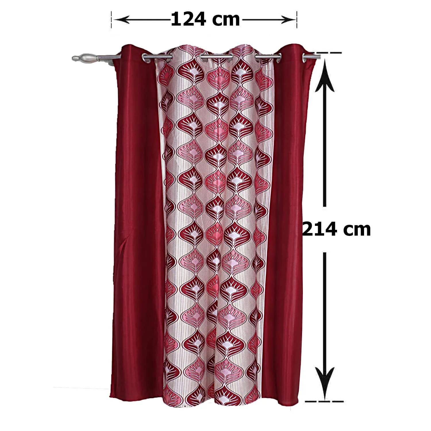 Heart Home 7 Feet Door Curtain|Curtains with Eyelet for living room Bedroom|Retro Pattern Faux Silk Room Darkening Door Curtains 4x7 feet|Set of 2 (Pink)