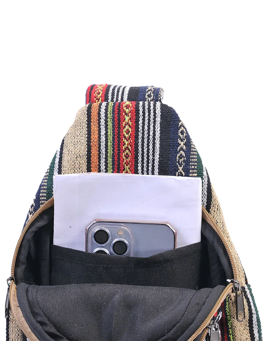 Hippie Boho Cotton Bohemian Crossbody Sling Bag Backpack