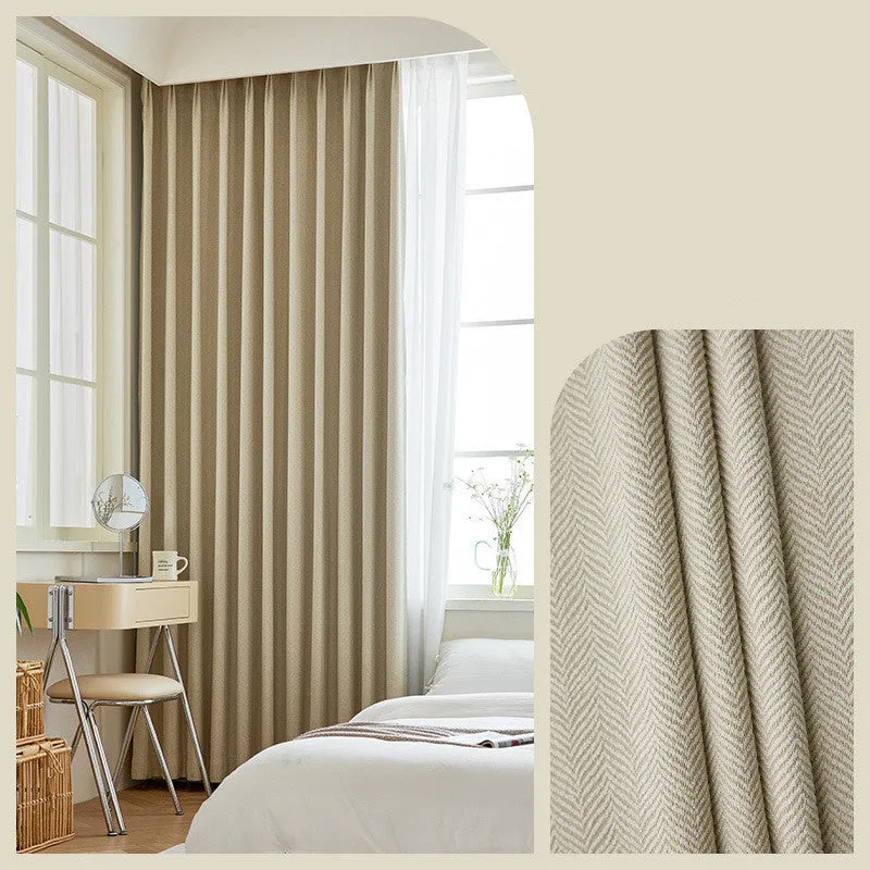 Home Fashion Herringbone Pattern Chenille Blackout Curtains – Stylish Solid Color Options