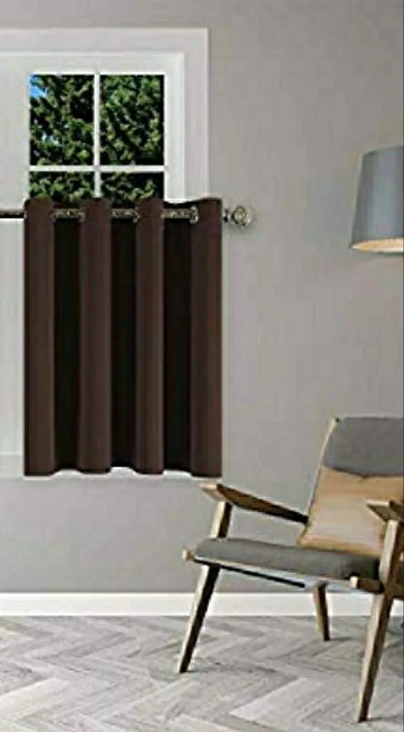 Home Tex Blackout Curtain with Solid Pattern Pack of 1 Piece -Window (W 4 ft X 2ftL) Brown