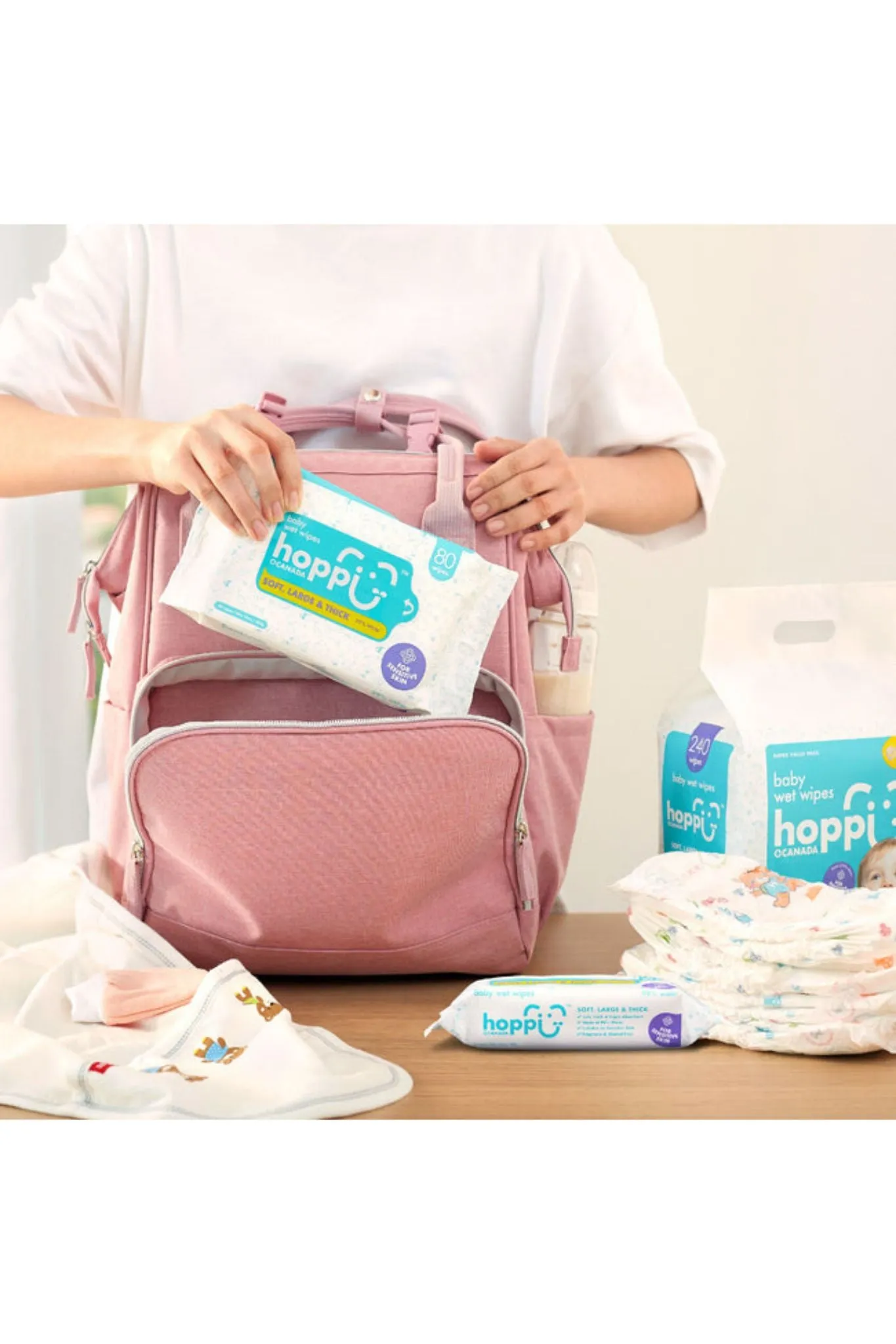 Hoppi Baby Wipes - 80 Pack X 3