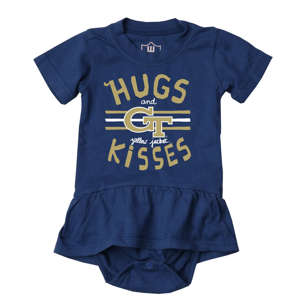 Hugs and Yellow Jackets Kisses Baby Girl Ruffle Creeper