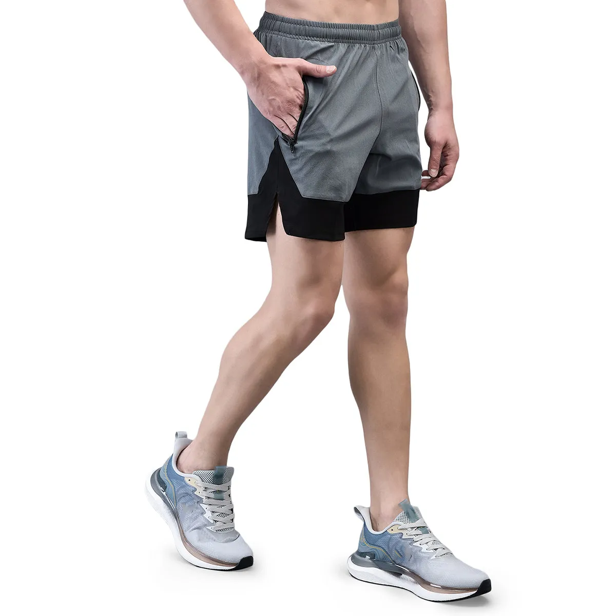 KI Elite Grey Black Training Shorts - Performance Gear for Professional Athletes