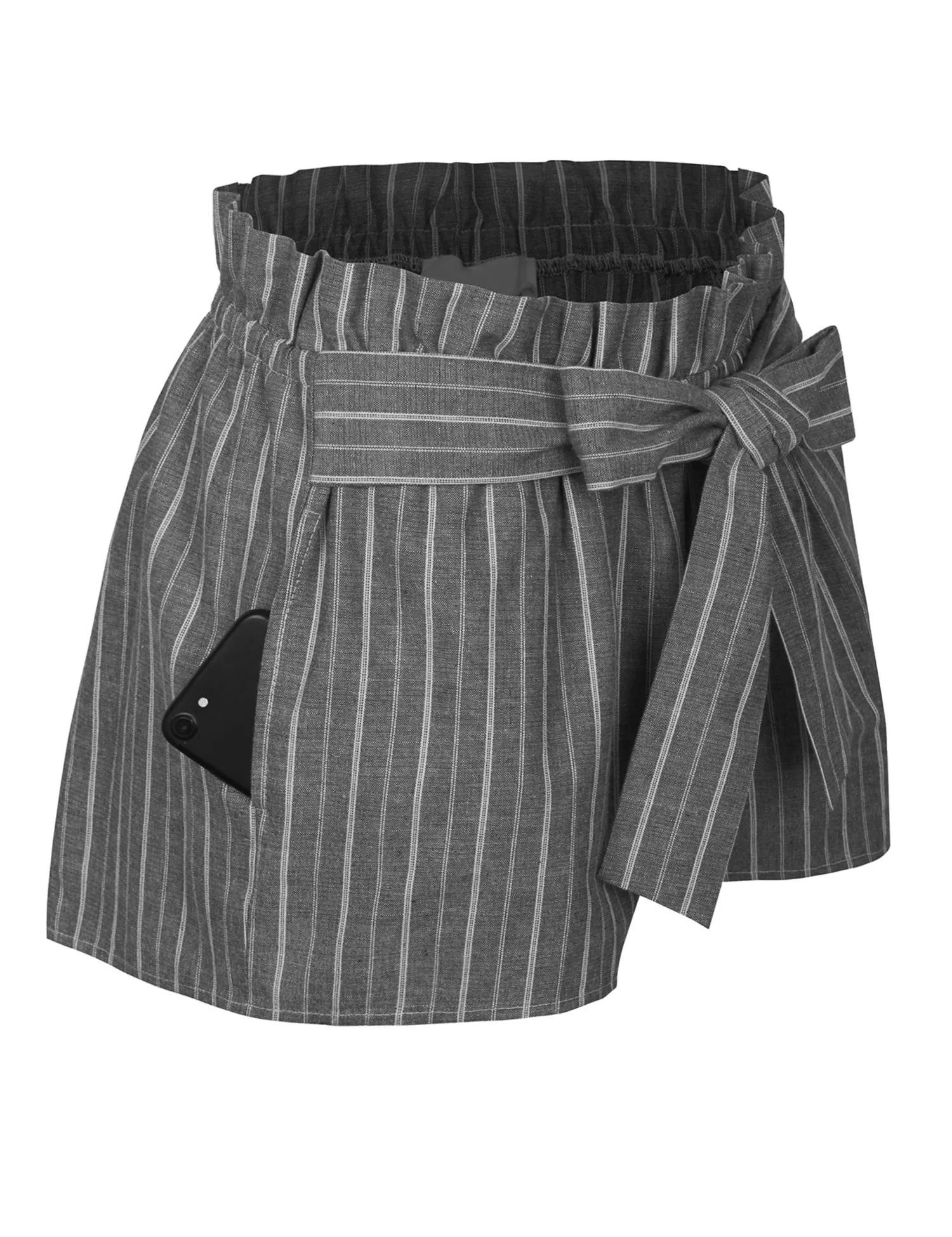 KOGMO Women's Casual Striped Summer Beach Shorts With Self Tie Bow