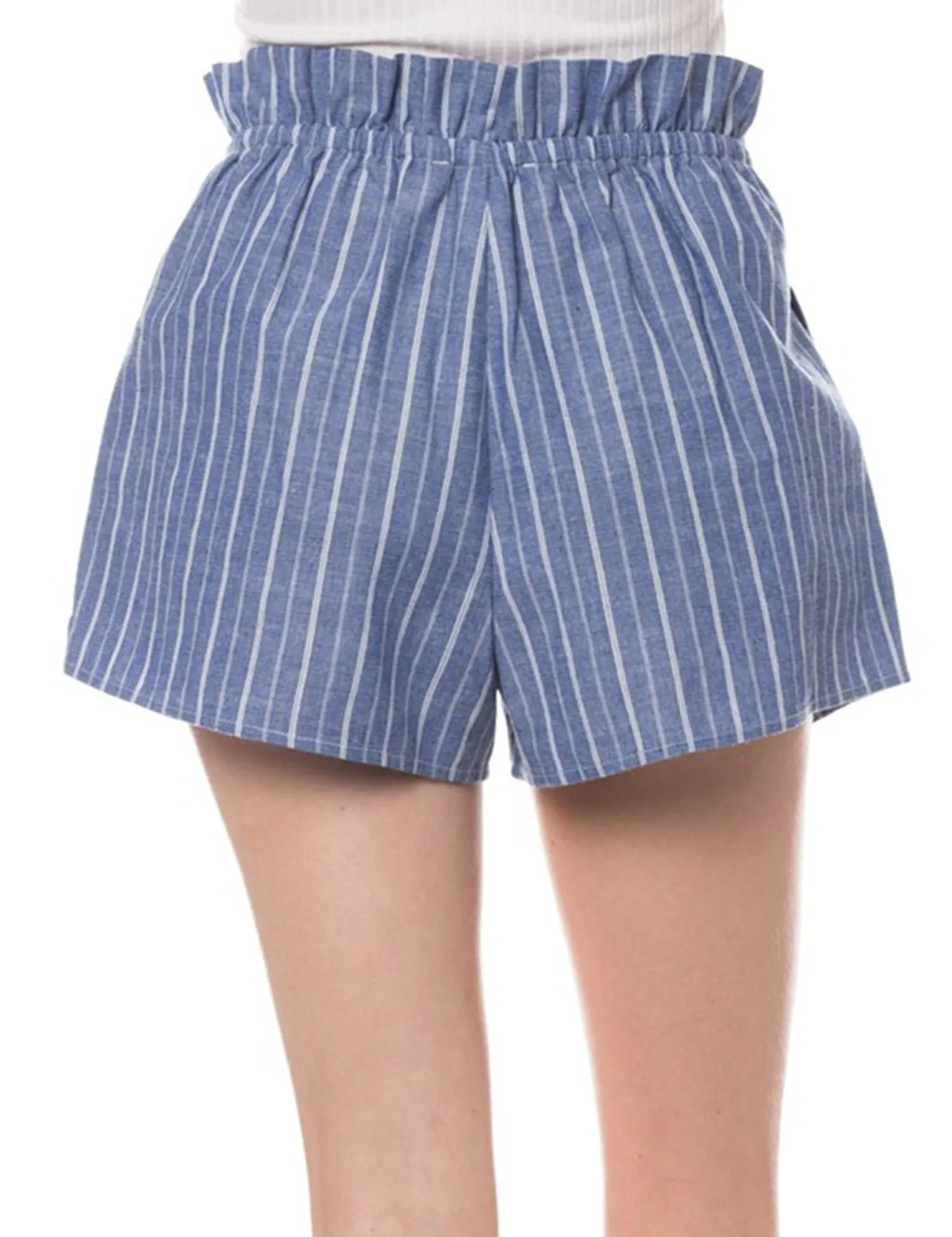 KOGMO Women's Casual Striped Summer Beach Shorts With Self Tie Bow